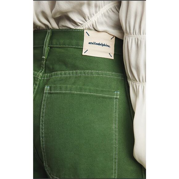 NWT Atelier Delphine Bishti Wide-Leg Green Utility Pants - XS - Picture 6 of 8